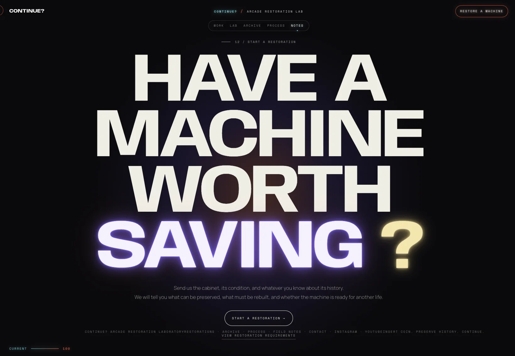 Coin-Op Revival arcade restoration laboratory concept